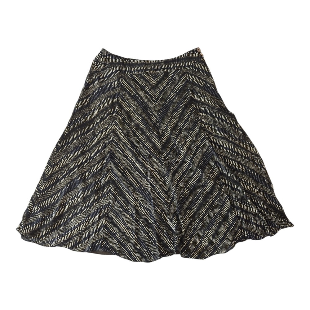 Jones New York 100% Silk Women's Size 4 Midi Skirt Chevron Print Zipper Closure
